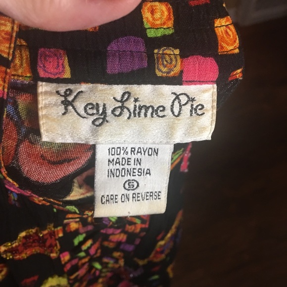 Key Lime Pie Black Printed Blouse Size S - Picture 5 of 6